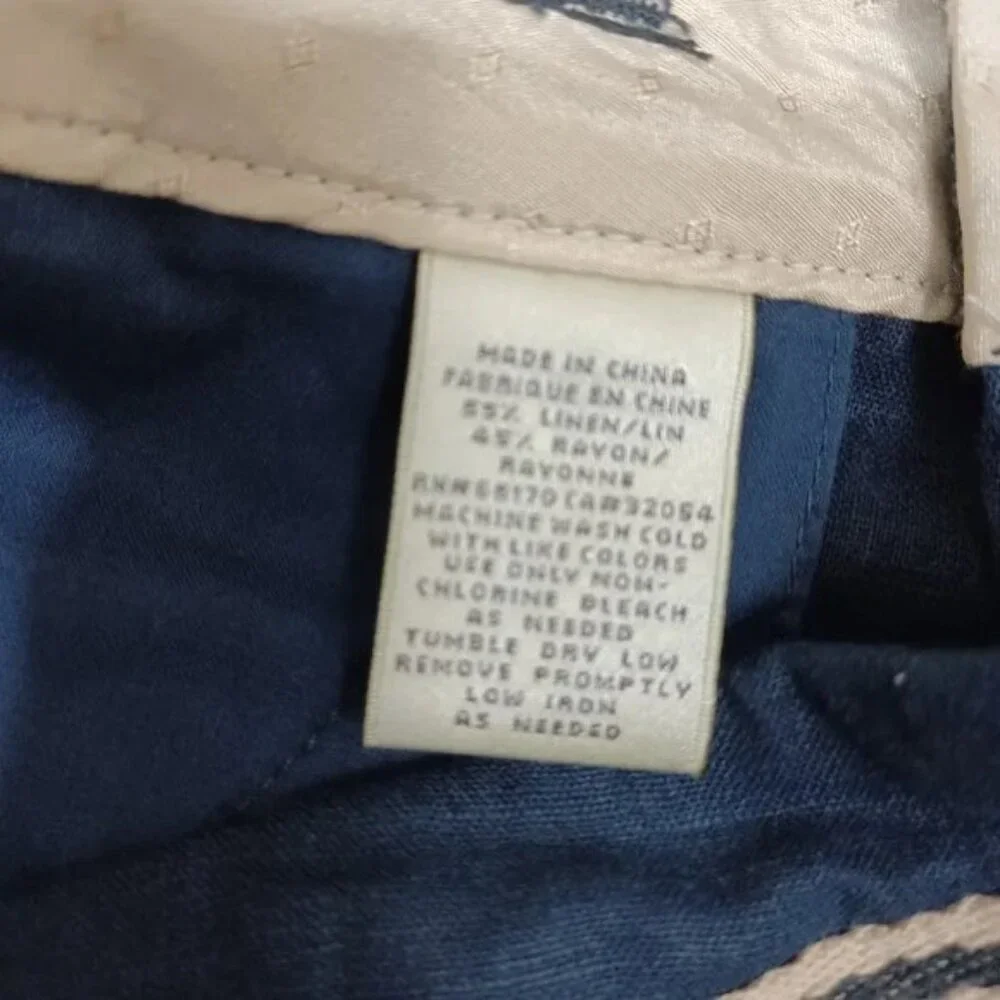 Anthropologie Elevenses High-Rise Navy Linen Blend Pants, Size 2 - Picture 6 of 6